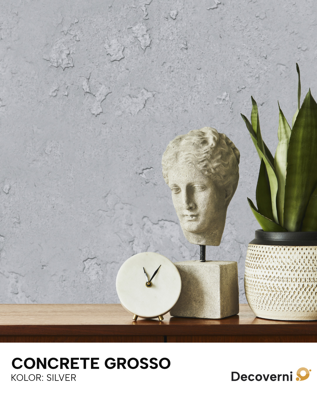 Wizualizacja ściany pomalowanej Decoverni Concrete Grosso Silver